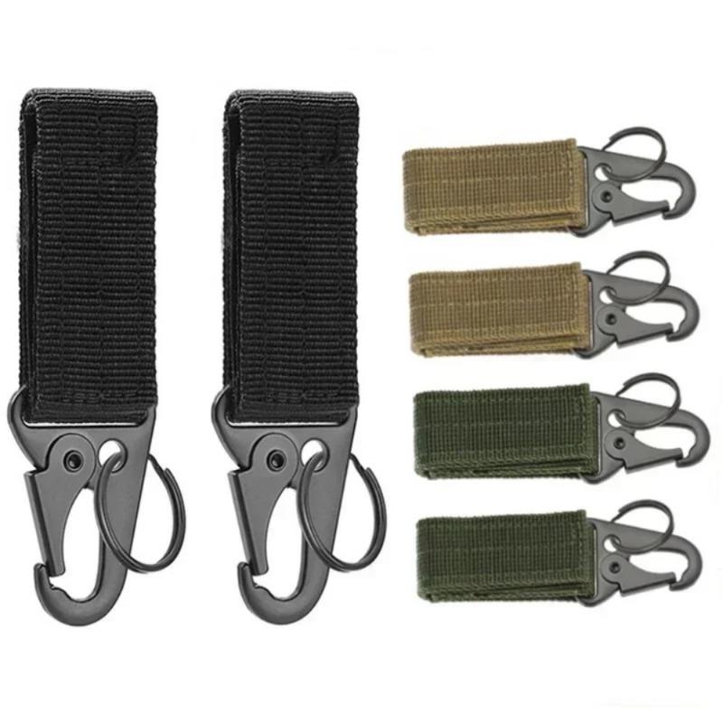 4Pcs Multifunction Tactical Hanging Buckles Nylon Webbing Belt Triangle Buckle Climbing Tool Accessory Carabiner Keychain.