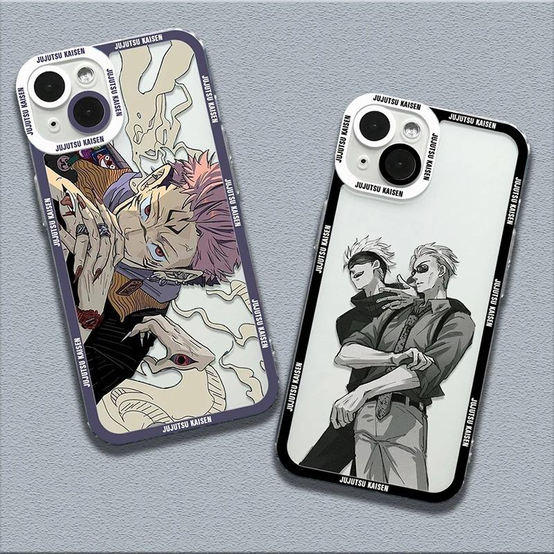 Anime Jujutsu Kaisen Phone Case For iPhone 16 15 14 13 12 11 Pro Max XS X XR SE 7 8 Plus Mini SE Shockproof Transparent Cover