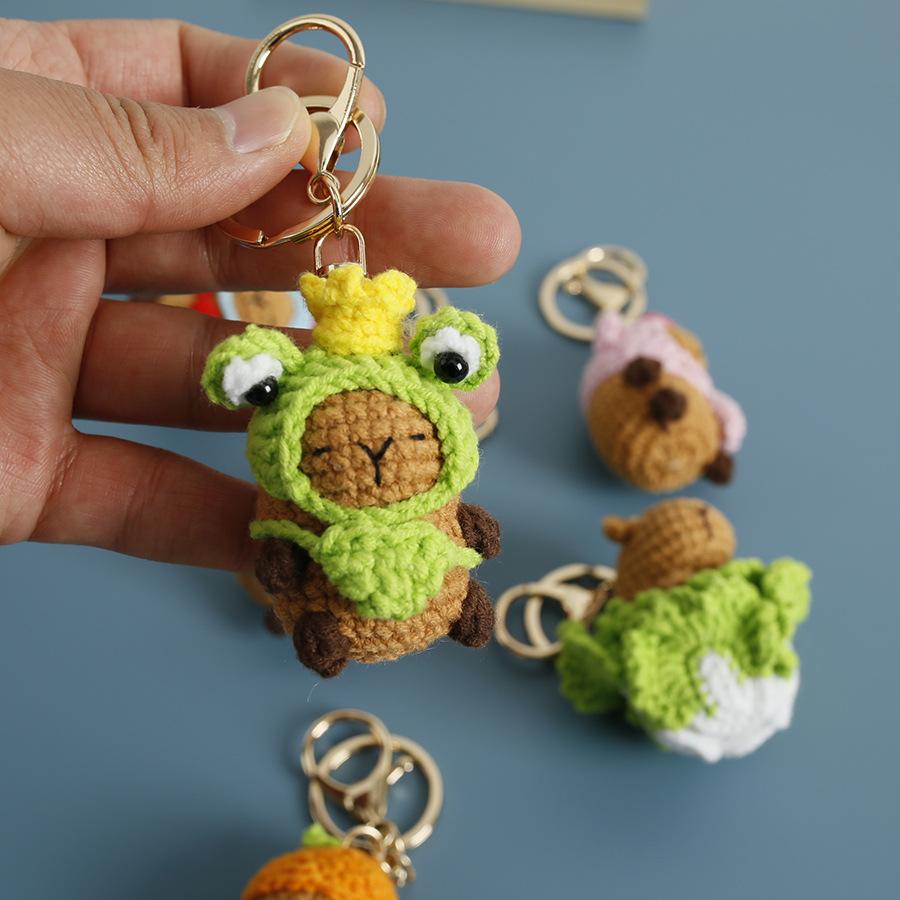1-10PCS Capybara Crochet Doll Ornament Crochet Positive Energy Dolls Handmade Toy Desk Office Room Decoration Christmas Gifts
