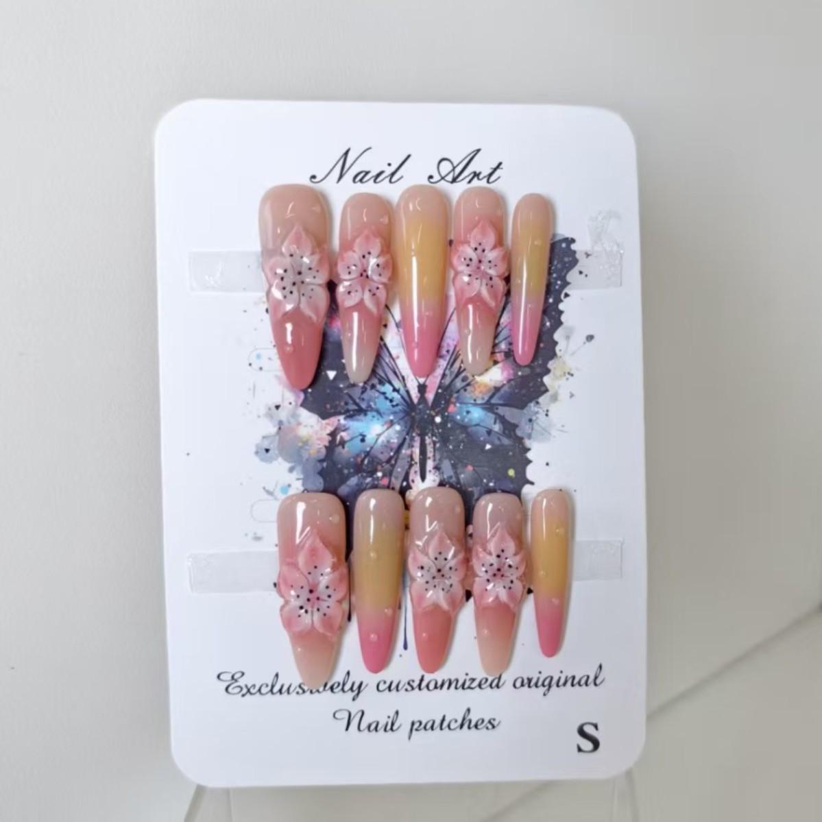 Island Gradient 3D Carved French Nails - Wearable High-End Nail Art L