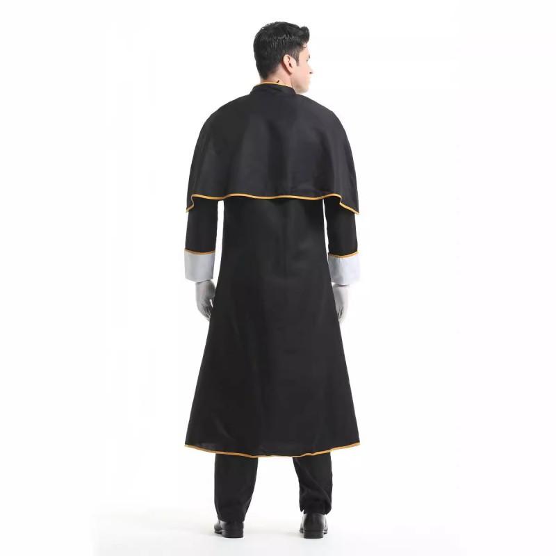 Mens Halloween Vampire Costume Wizard Robe Death Cloak Priest Outfit Cosplay Party