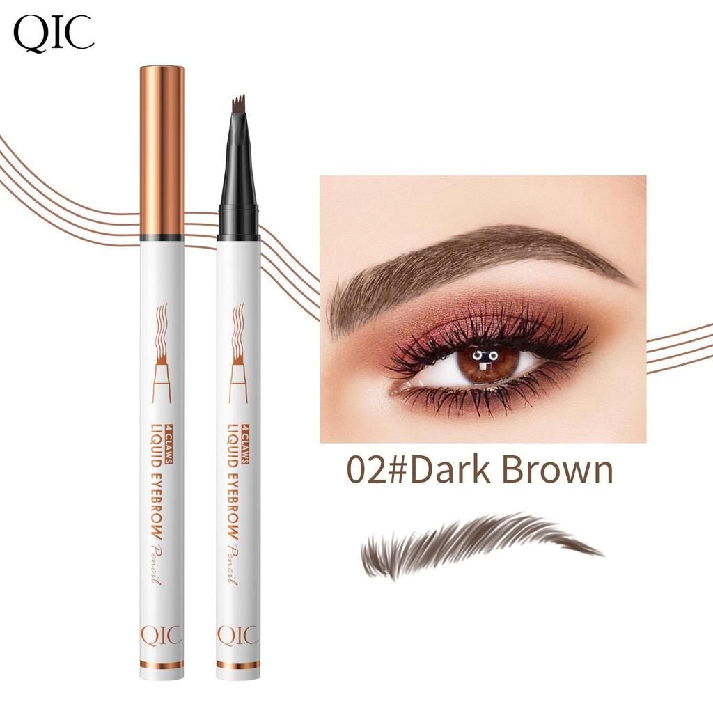 QIC 5D White Tube Four-Prong Waterproof Smudge-Proof Micro-Sculpting Liquid Eyebrow Pencil.