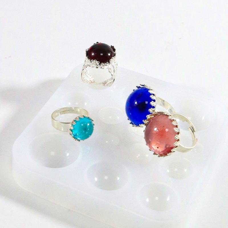 DIY Round Gem Patch Rings Silicone Epoxy Mold DIY Ornaments Pendant Jewelry Crafting Mould for Valentines Love Gift