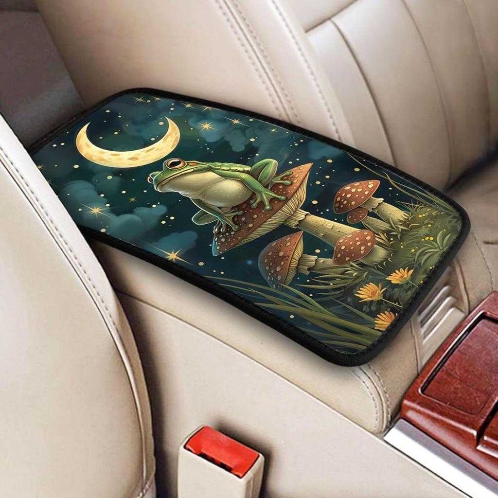 Universal Car Center Console Cushion Pad, Purple Butterfly Soft Waterproof Car Center Console Cover Auto Armrest Seat Box Cover Protector for Most