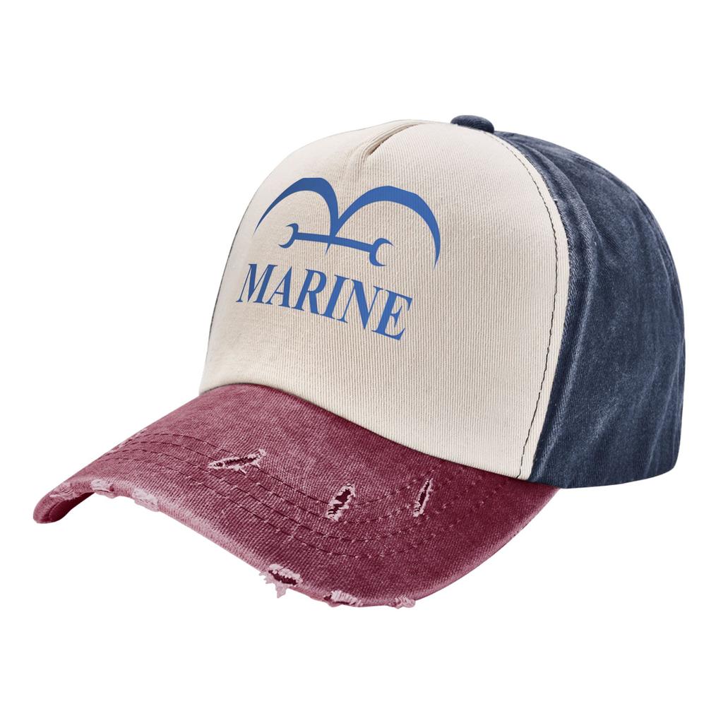 Vintage Marine One Piece Manga Pirate Blue Samurai Baseball Caps Men Women Distressed Cotton Headwear Adjustable Caps Hat