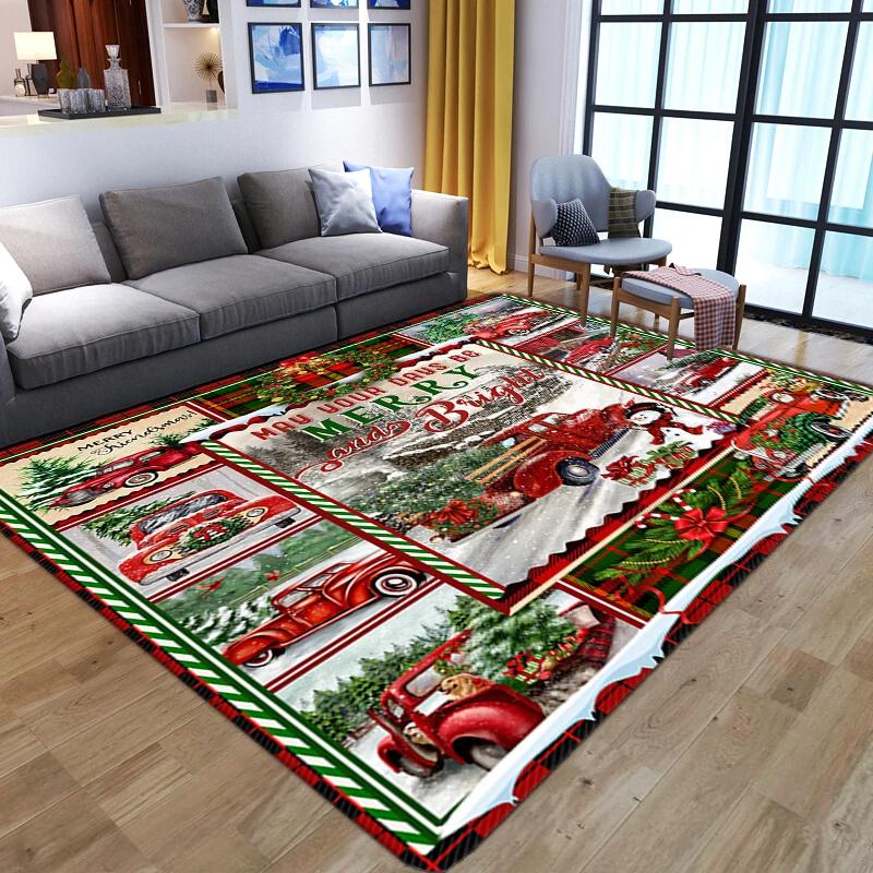 Cartoon Snowman Carpet Merry Christmas Area Rug For Living Room Bedroom Bedside Decor Home Entrance Door Mat Anti-slip Floor Mat