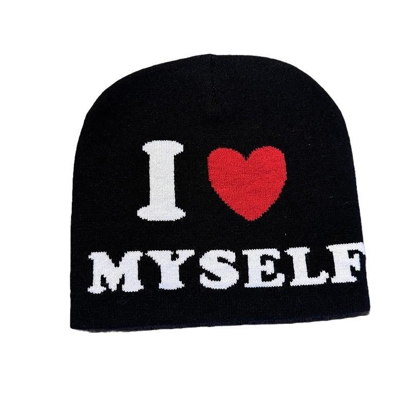 Abstract Knit Hat For Women With Warmth And Unique Letter Design For Streetwear Style