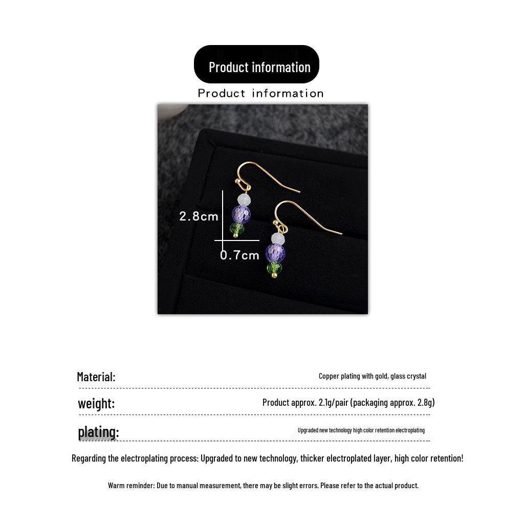 Handmade Lavender Purple Zircon and Glass Crystal Color Block Forest Style Earrings