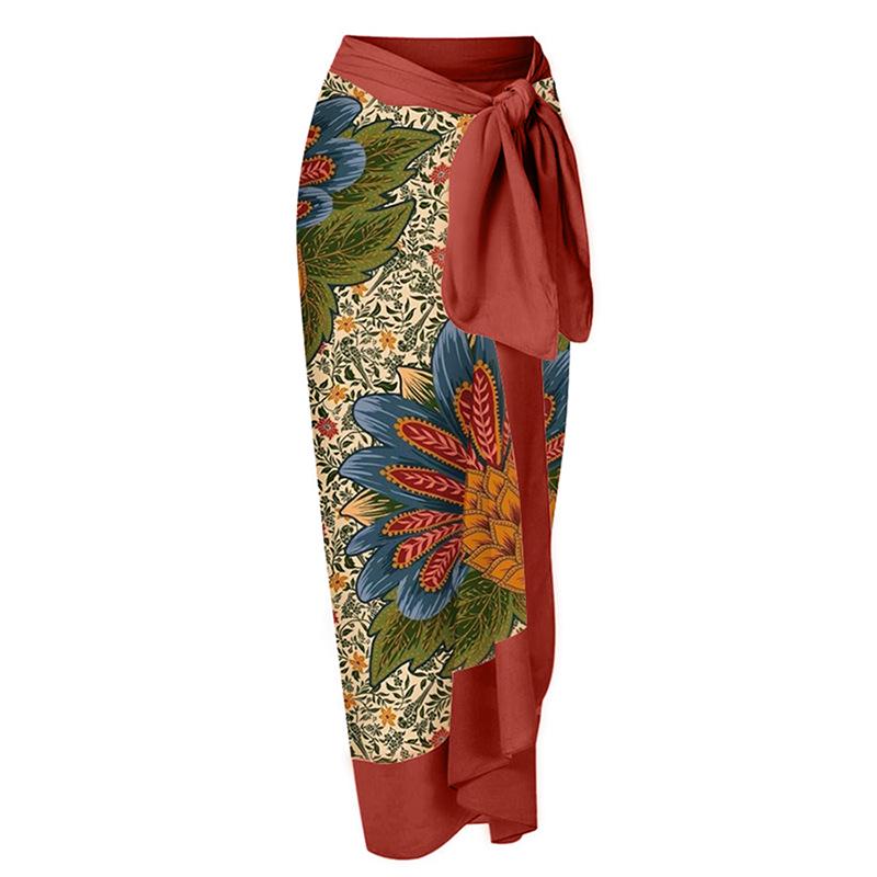 

Женское пляжное платье с завязками и праздничным принтом – европейский и американский стиль One Size