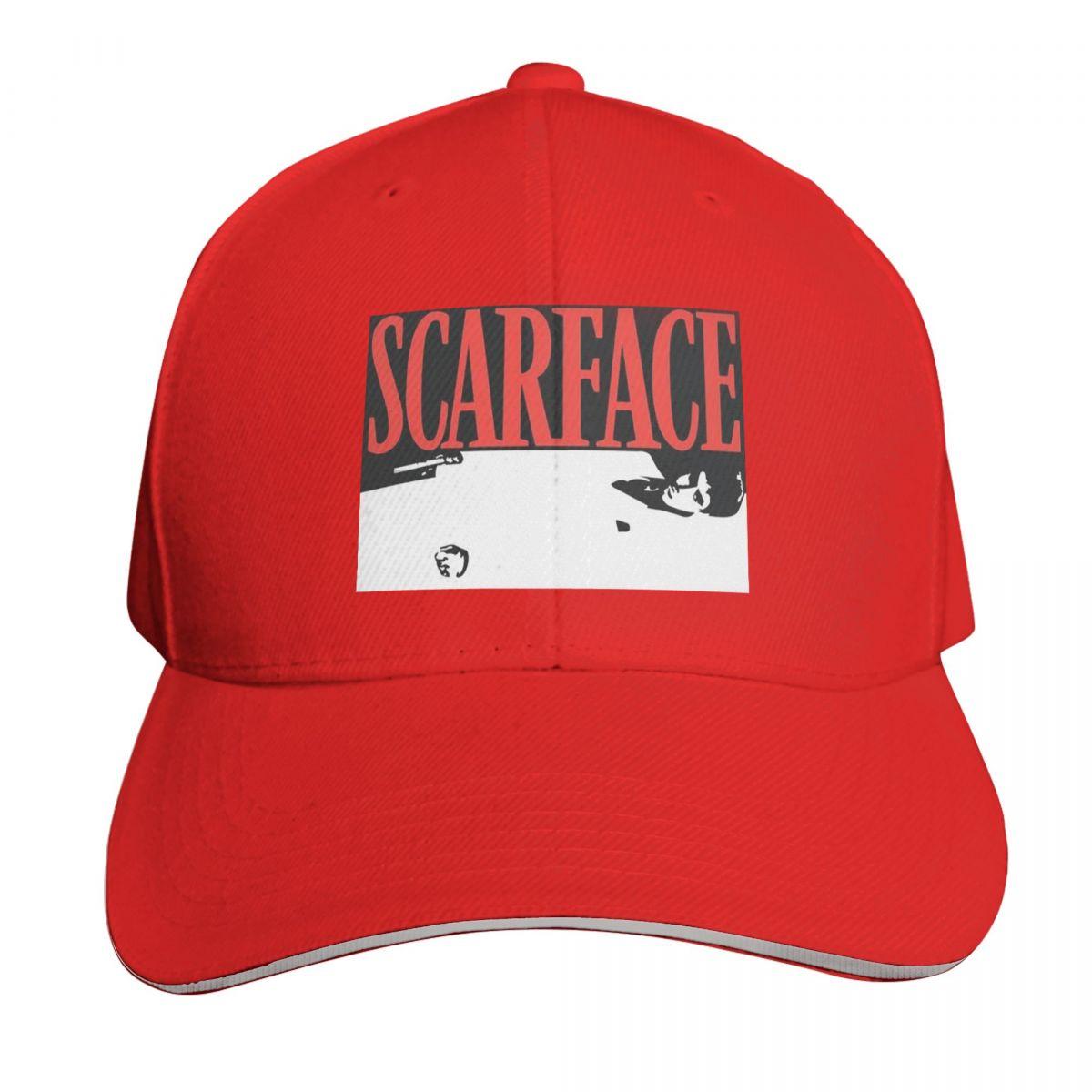 

Кепка с красным логотипом «Лицо со шрамом» Модная Повседневная Бейсболка Регулируемая Кепка Хип-Хоп Летняя Унисекс Бейсболки One Size