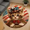 1PC cat independence_day Office Round Area Rug, Under Office Chairs Bedroom Living Room Home Decor, Carpet for Office -1110015