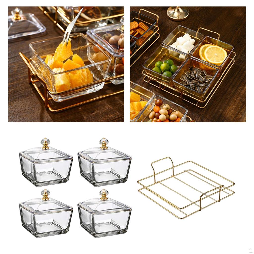 Geteilte Obstplatte Vorspeisen Serviertablett Snackschalen Mehrere Fächer mit Deckel Kreativ Klar