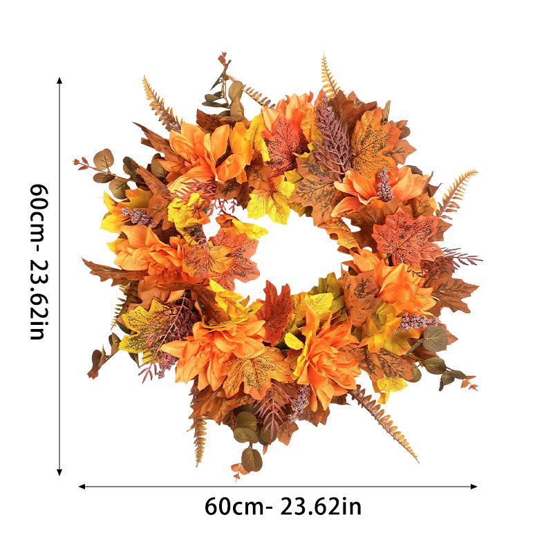 New Autumn Harvest Festival Wreath for Door or Wall - Thanksgiving Floral Home Decoration