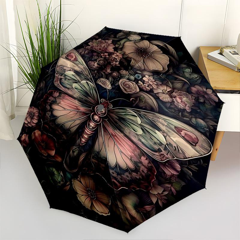 

Butterfly Flowers Themed Automatic Opening and Closing Umbrella, Brightly Colored 8-rib Portable Umbrella, Suitable for Men and Women, A Per