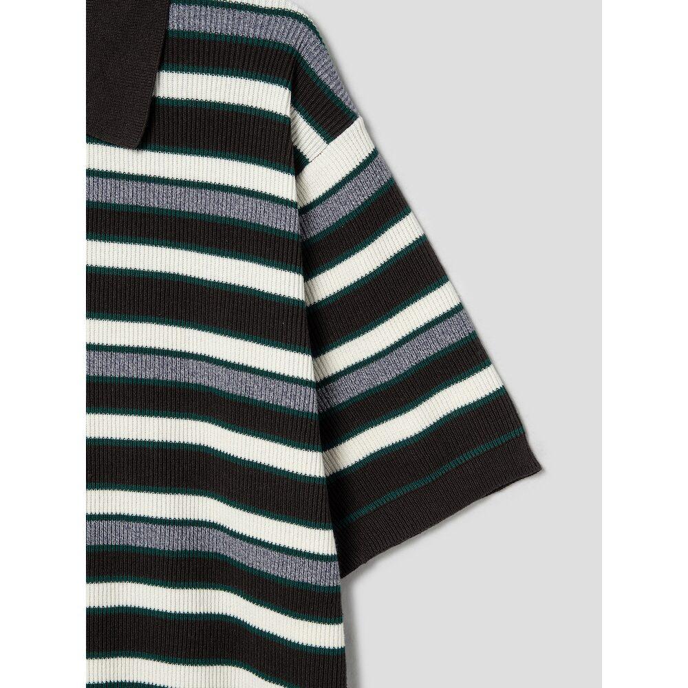 8seconds Multi-Stripe Collared Short-Sleeve Knit Brown