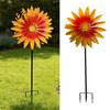 Vejrbestandig Havepynt Solsikke Metal Havepæl, Roterende Blomsterpynt, Rustfri Udendørs Skulptur til Kunst Terrasse Plæne Dekoration