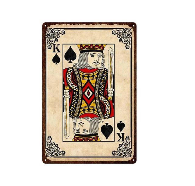 Vintage Poker Card Guitar Metal Tin Sign Music Bar Garage Casino Wall Decor Retro Iron Poster Plaque Home Art Decoration