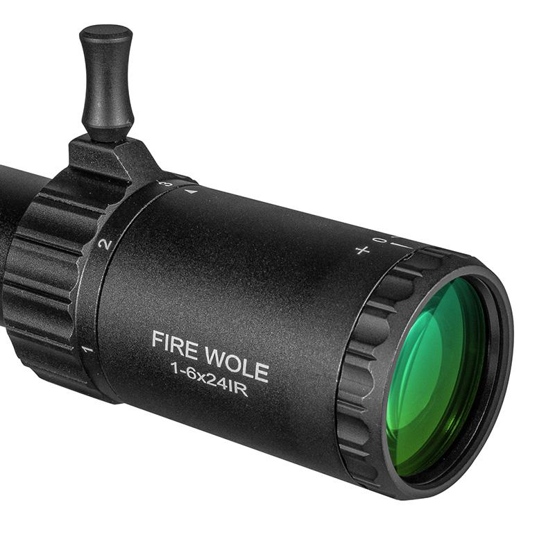 FIRE WOLF HD 1-6X24 IR Compact Hunting Scope Tactical Scope Glass Etched Crosshair Wide Field Optical Sight