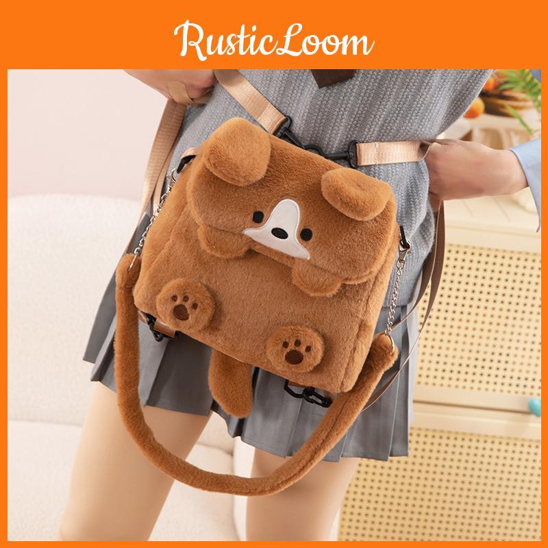 Plush Puppy Backpack Outdoor Casual Fashion Shoulder Bag Student Schoolbag