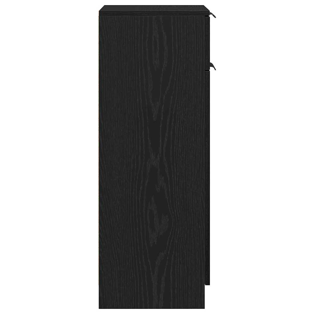 Bathroom Cabinet with Door Black Oak Effect 32 x 34 x 90 cm