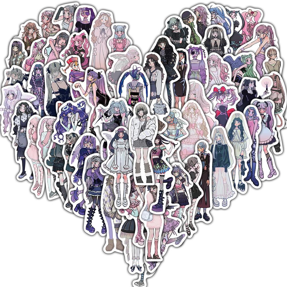 

63/126PCS Dimo Girl Print Stickers Laptop Creative PVC Decoration Y2K Fashion Stationery Supplies Phone Scrapbooking Sticker
