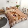 Niedlicher Akita Hund 3D-gedrucktes Bettbezug-Set Zuhause Weich Bequem Luxuriöses Bettwäsche-Set Tier Haustier Thema Bettdeckenbezug Set Kissenbezüge