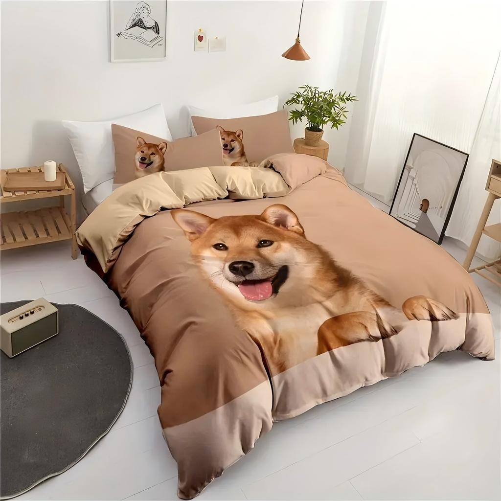 Cute Akita Dog 3d Printed Duvet Cover Set Home Soft Comfortable Luxury Bedding Set Animal Pet Theme Quilt Covers Set Pillowcases