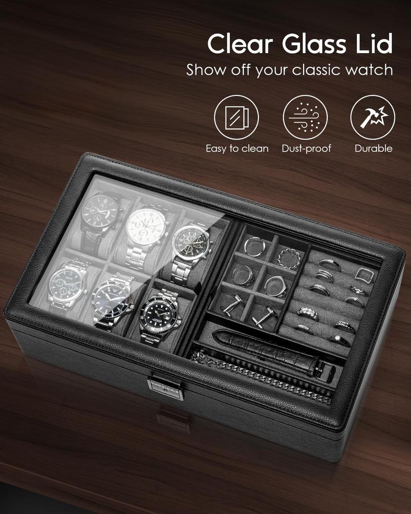 Vlando PU Uhrenetui zur Aufbewahrung Zubehör Geburtstagsgeschenk Männer, Box, Etui,