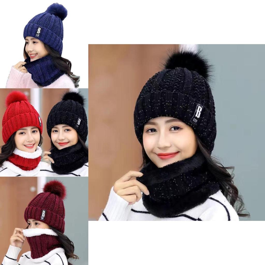 Womens Knitted Hat With Lining And Letter Embroidery For Winter Warmth