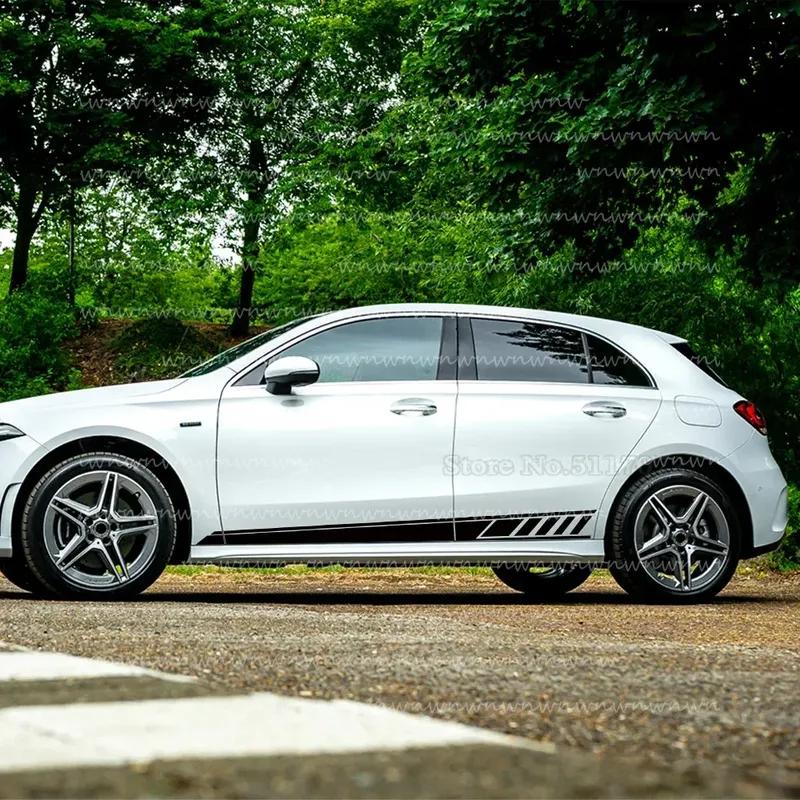 2 Pcs Car Door Side Stripes Skirt Sticker For Mercedes Benz W177 A Class AMG A35 4Matic A45 S 2018-Present A220 A250 Accessories