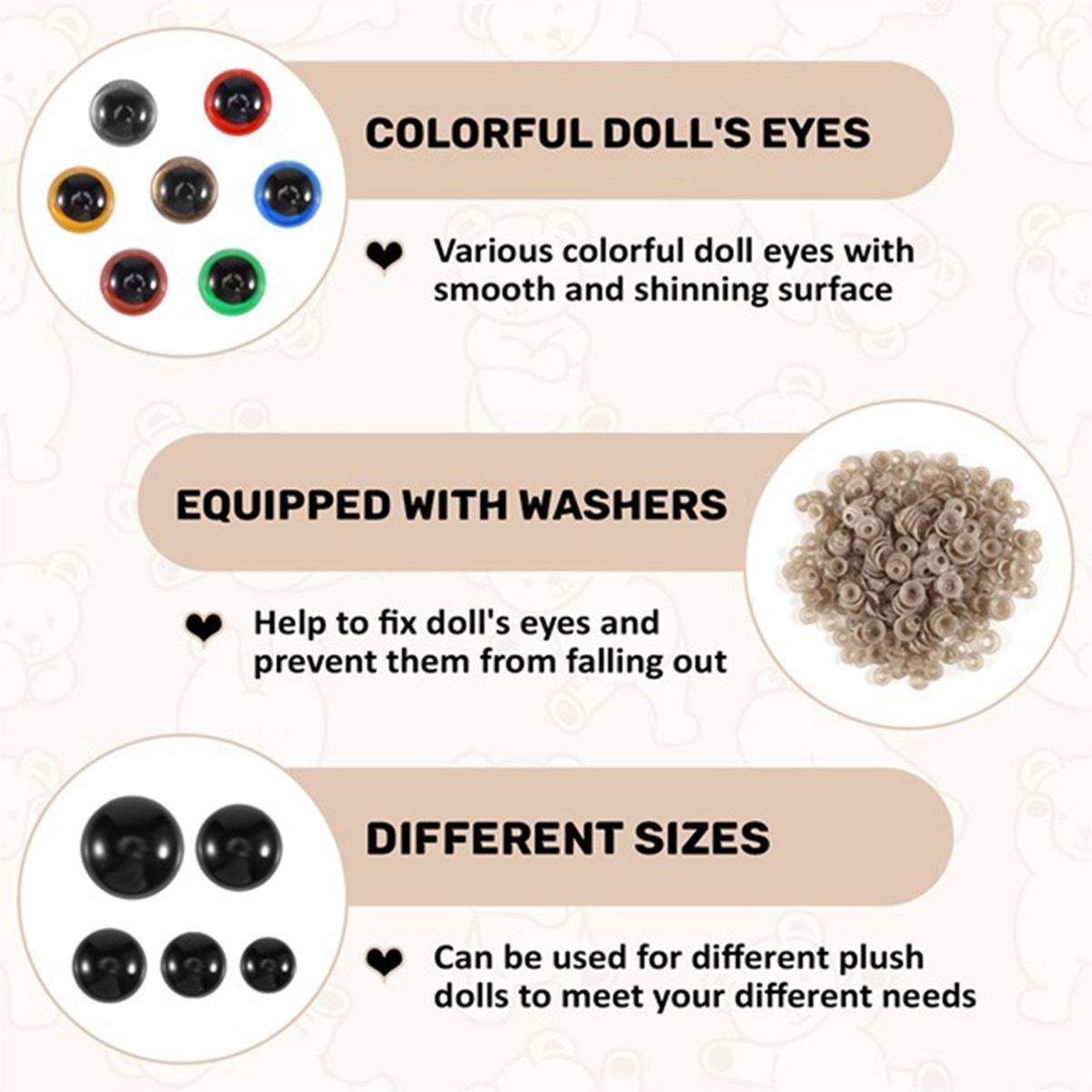 

BHBL 1040PCS Safety Eyes and Noses, Safety Eyes for Crocheting, Colorful Doll Crochet Eyes with Washers for Plush Animal China Mainland