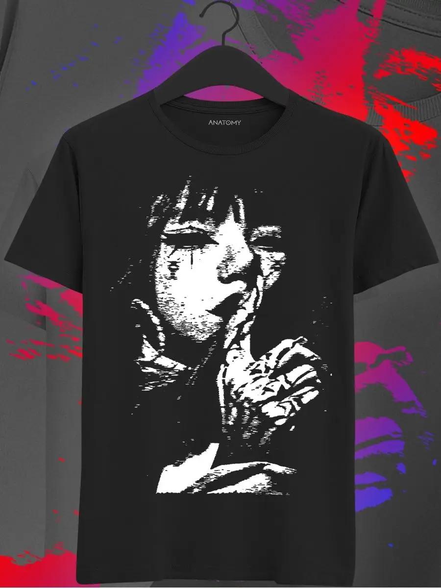 Black cotton T-shirt with print M