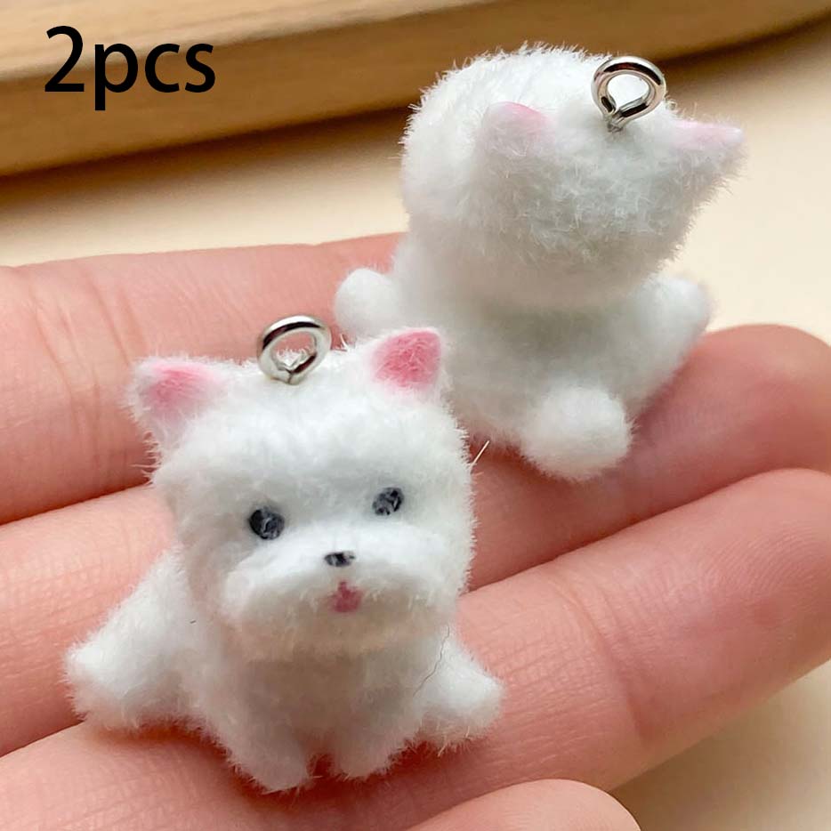 Mix 2/5pcs Resin Flocking Animal Puppy Pendant Accessories, DIY Necklaces, Earrings, Keychains, Jewelry Making Fashion Accessori