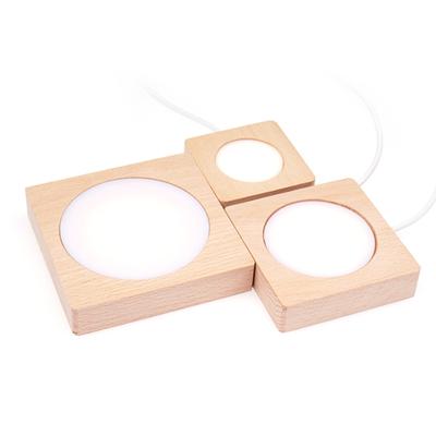 LED Lights Display Base Wooden Lighted USB LED Light Base Stand Desktop Display Base Decorative Ornament for DIY