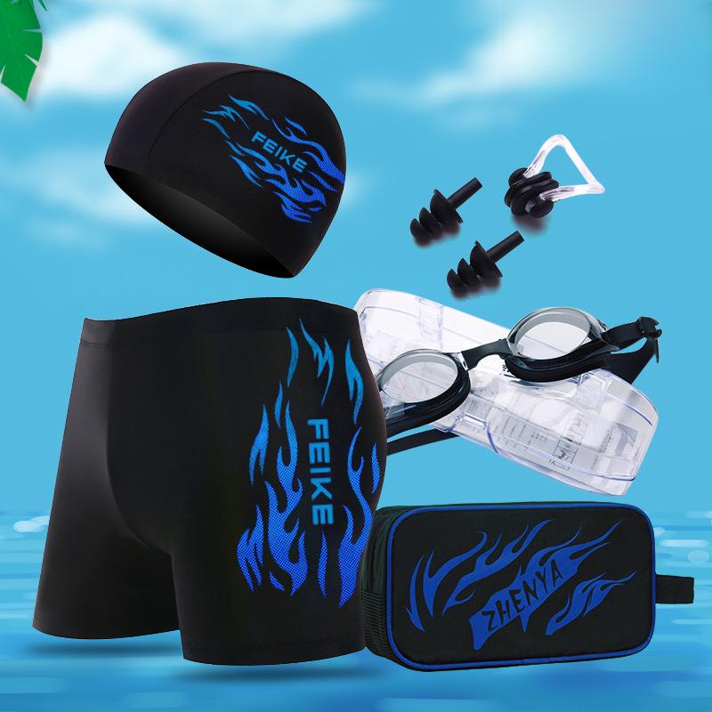 

Чоловічий швидковисихаючий плавальний набір: Плавки з полум ям, Окуляри, Шапочка - Зручні, Великого розміру боксери-плавки для гарячих джерел 4XL (recommended 155-175 jin)