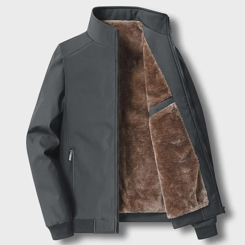 "Men's Lamb Fleece Jacket: Cozy, Thickened Coat for Middle-aged to Elderly - Plus Size Available"