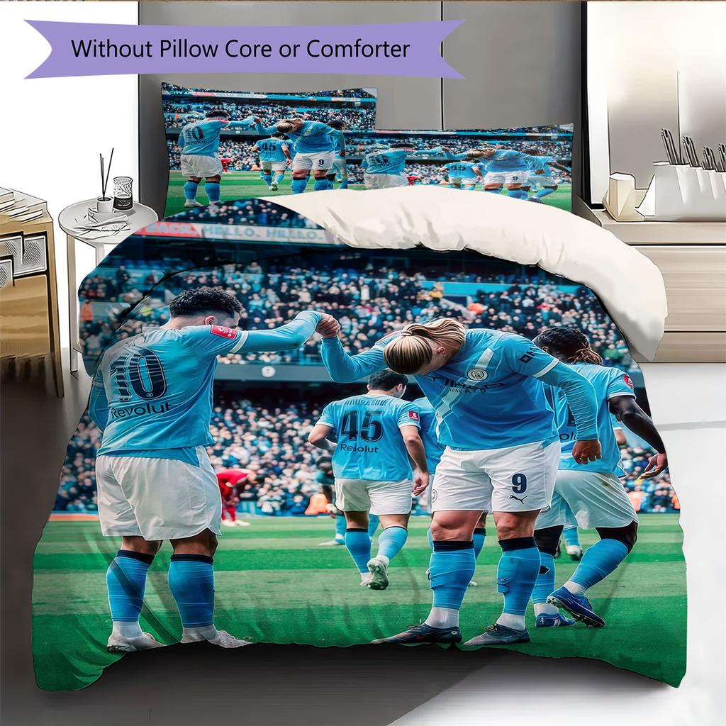 Erling Haaland Pattern Bedding Home Decoration Birthday Gift ( 1 Duvet Cover + 2 Pillowcase, Without Core),fan Merchandise.