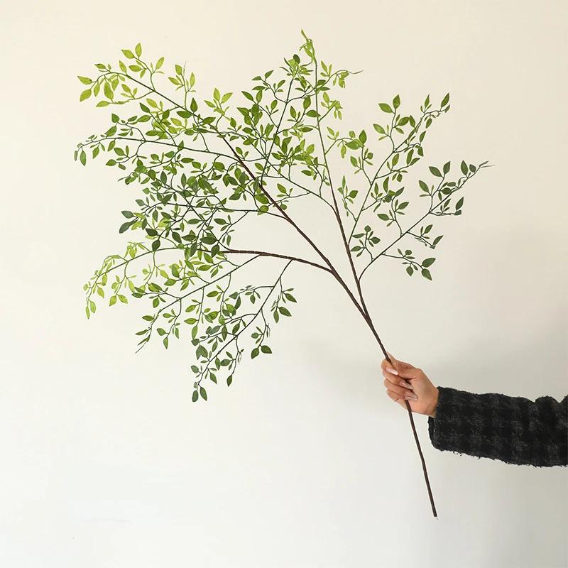 2 шт. Имитация 3-ветвистые бобовые листья зеленые растения искусственный цветок декор для зала искусственное южное бамбуковое растение декорация для кабинета зелёный