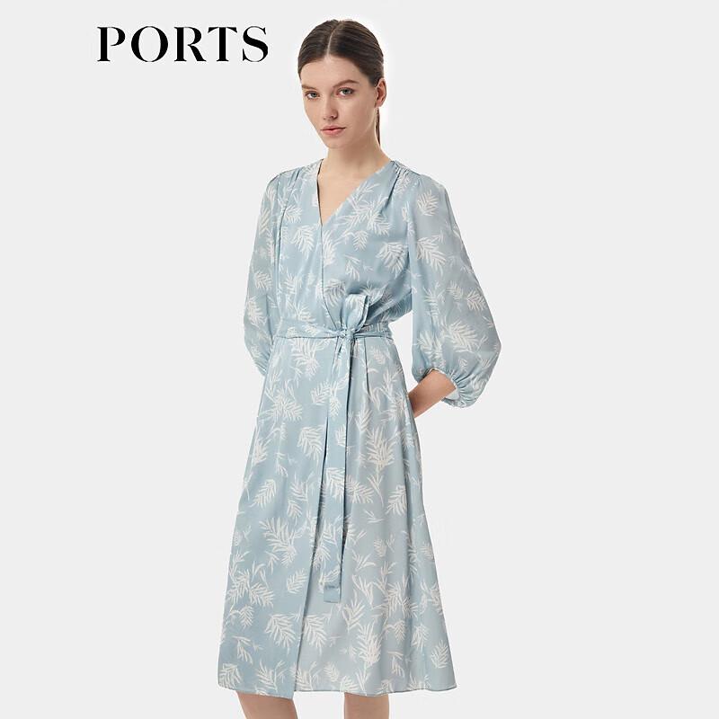 

PORTS Women s V-Neck Ruched Printed Midi Dress M