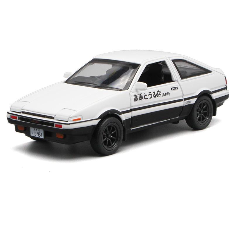 1:32 INITIAL D AE86 Car Model Toy Doors Opened Miniature Model Sound Light Pull Back Vehicle for Hobby Collection