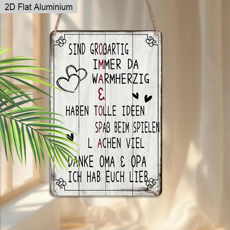 2D Flat 1pc Vintage German Aluminium Wall Art Sign 8x12 Aluminium Rustic Home Decor Heartwarming Family