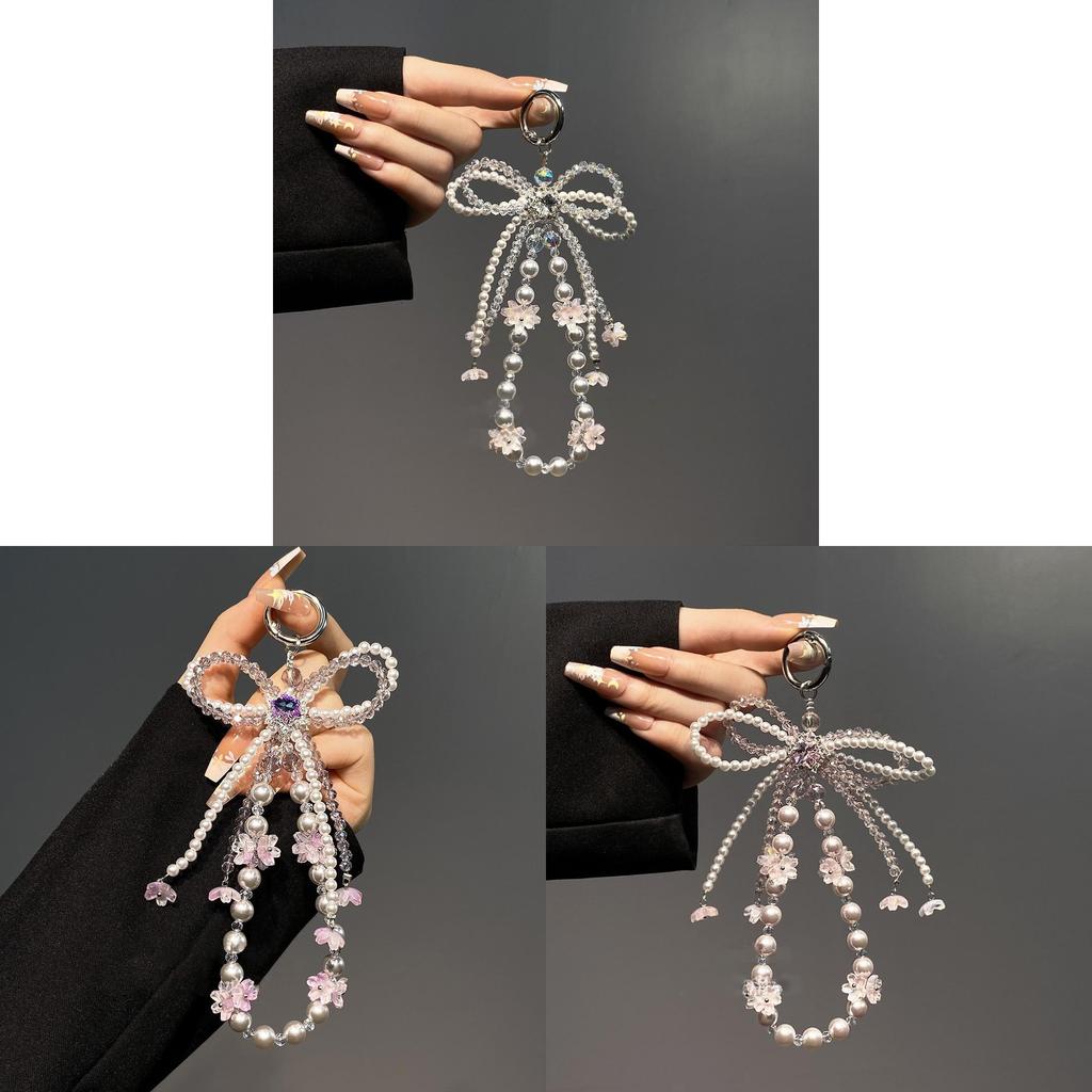 Elegant Pvc Butterfly Bow Pearl Phone Lanyard For Women And Men