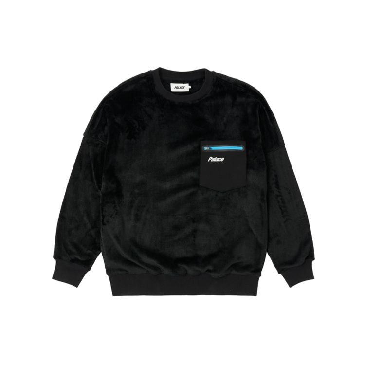 

Palace FW21 Ultimo Series Флисовый свитшот с карманами и заниженной линией плеч, круглый вырез, унисекс, черный свитшот P21CS125 M