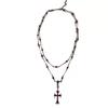 Retro Sweet Cool Red Cross Choker, Long Layered Minimal Luxury Clavicle Necklace