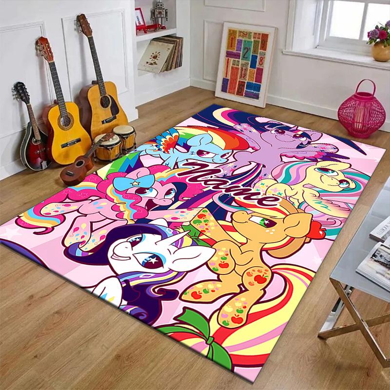 Custom My Little Pony Mat Personalized Name, Polyester Washable Indoor Entryway Rug, Gift for Christmas, Easter, Thanksgiving Day
