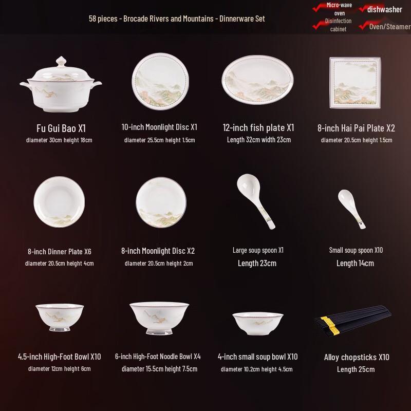 Lin Pan Light Luxury Bone China Dinnerware Set