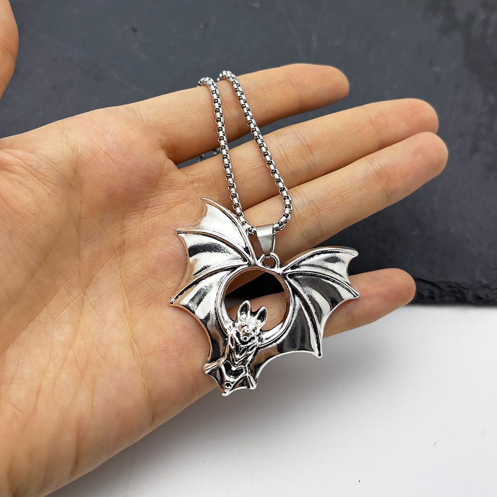 Exaggerated Gothic Bat Stainless Steel Necklace - Vampire Bat Halloween Gift