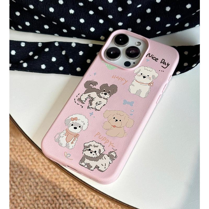 Cartoon Dog Silicone Phone Case for iPhone 12-16 Pro Max - Cute and Soft Design