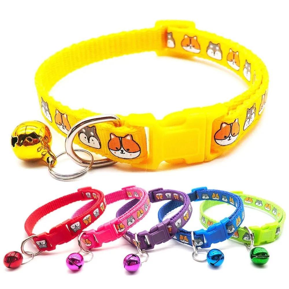 

Cute Peppy Dog Pattern Printing Pet Bell Collar Adjustable Colorful Cat Buckle Collar Pet Accessories Puppy Cats Supplies фиолетовый