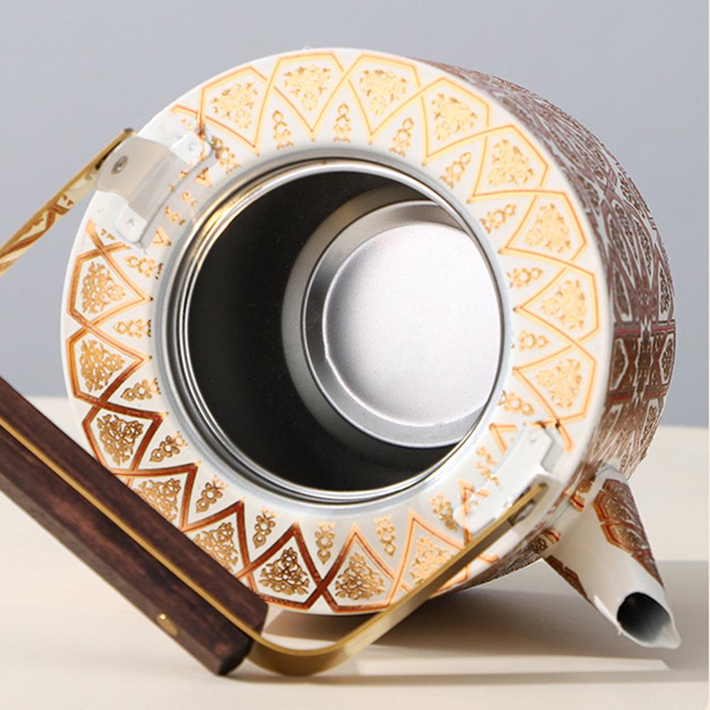 Ethnic Style Stainless Steel Tea Kettle, Large Capacity Teapot with Tea Strainer, Home Restaurant Flower Tea Pot, 1.5L